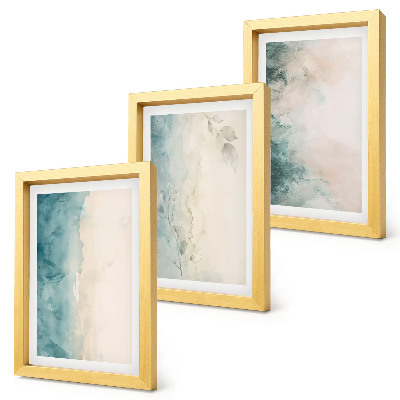 Conjunto de 3 quadros decorativos Pinturas em aquarela sobre tela, estilo minimalista