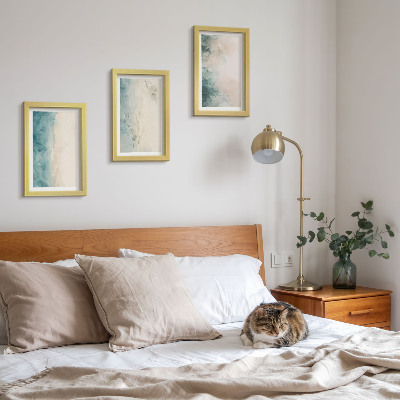 Conjunto de 3 quadros decorativos Pinturas em aquarela sobre tela, estilo minimalista