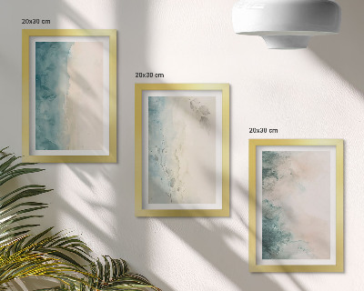 Conjunto de 3 quadros decorativos Pinturas em aquarela sobre tela, estilo minimalista