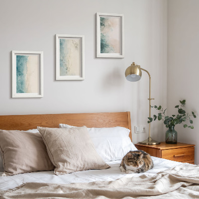 Conjunto de 3 quadros decorativos Pinturas em aquarela sobre tela, estilo minimalista
