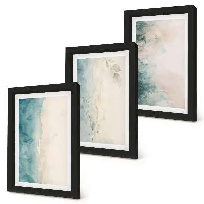 Conjunto de 3 quadros decorativos Pinturas em aquarela sobre tela, estilo minimalista
