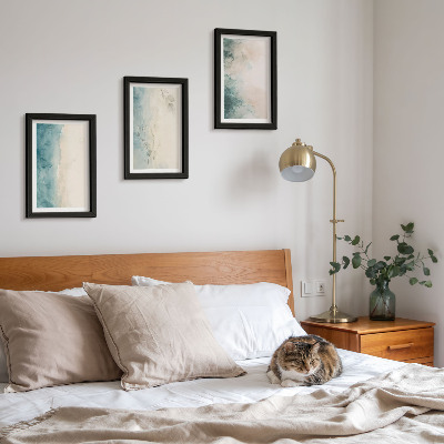 Conjunto de 3 quadros decorativos Pinturas em aquarela sobre tela, estilo minimalista
