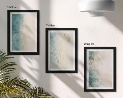 Conjunto de 3 quadros decorativos Pinturas em aquarela sobre tela, estilo minimalista