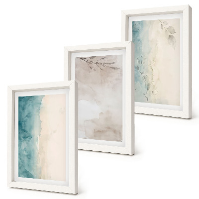 Tríptico com moldura Textura sutil de aquarela