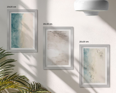 Tríptico com moldura Textura sutil de aquarela