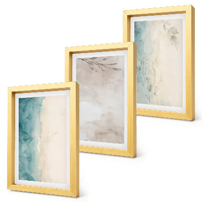 Tríptico com moldura Textura sutil de aquarela