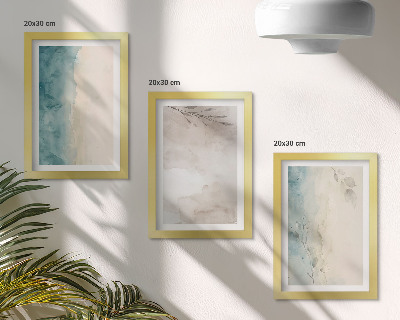 Tríptico com moldura Textura sutil de aquarela