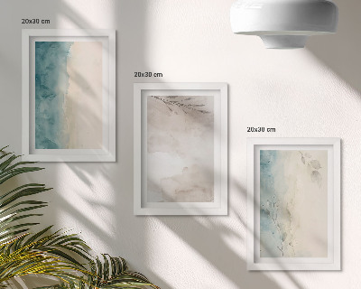 Tríptico com moldura Textura sutil de aquarela