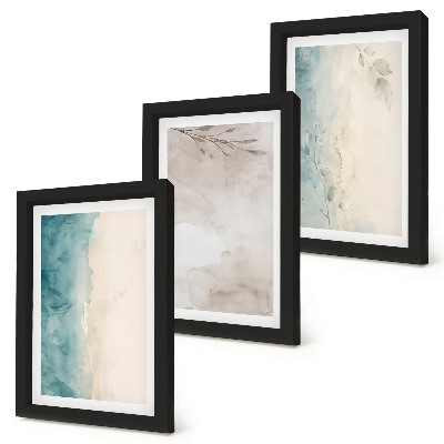 Tríptico com moldura Textura sutil de aquarela