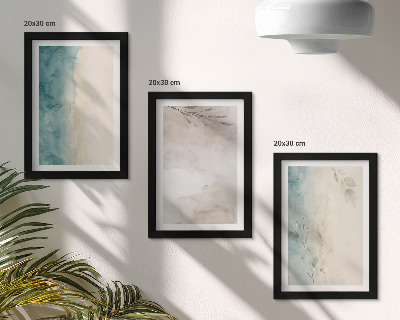 Tríptico com moldura Textura sutil de aquarela