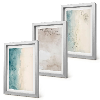 Tríptico com moldura Textura sutil de aquarela