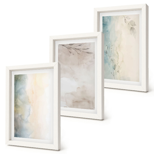 Conjunto de 3 quadros decorativos Cartões delicados com tintas aquarela