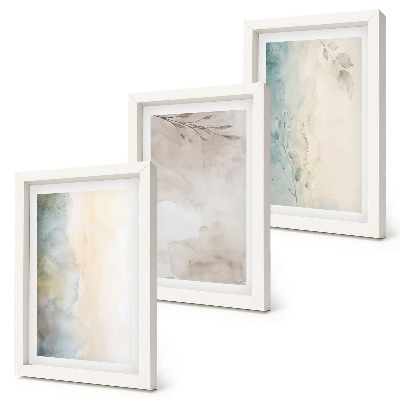 Conjunto de 3 quadros decorativos Cartões delicados com tintas aquarela