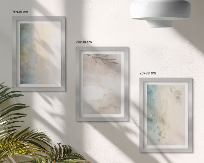 Conjunto de 3 quadros decorativos Cartões delicados com tintas aquarela