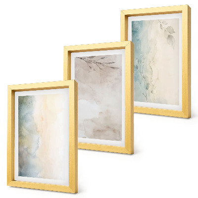Conjunto de 3 quadros decorativos Cartões delicados com tintas aquarela