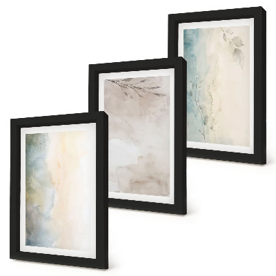 Conjunto de 3 quadros decorativos Cartões delicados com tintas aquarela