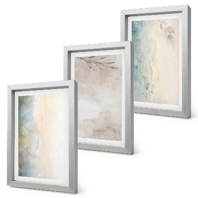 Conjunto de 3 quadros decorativos Cartões delicados com tintas aquarela