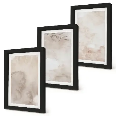 Conjunto de quadros decorativos textura de tinta aquarela escorrida em estilo boho
