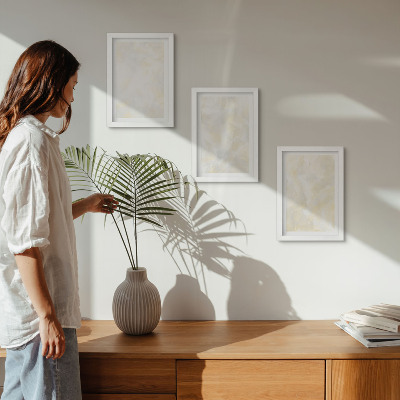 Tríptico com moldura Design com pinceladas de tinta texturizada e brilhante