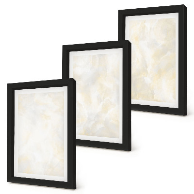 Tríptico com moldura Design com pinceladas de tinta texturizada e brilhante