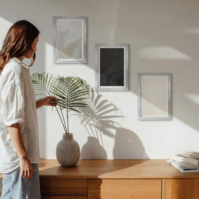 Conjunto de 3 quadros decorativos Estruturas em diferentes tons de minimalismo