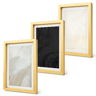 Conjunto de 3 quadros decorativos com estruturas em diferentes tons de minimalismo