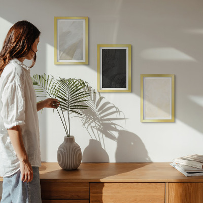 Conjunto de 3 quadros decorativos Estruturas em diferentes tons de minimalismo