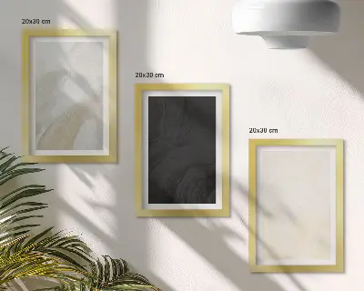 Conjunto de 3 quadros decorativos com estruturas em diferentes tons de minimalismo