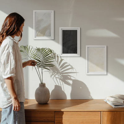 Conjunto de 3 quadros decorativos Estruturas em diferentes tons de minimalismo