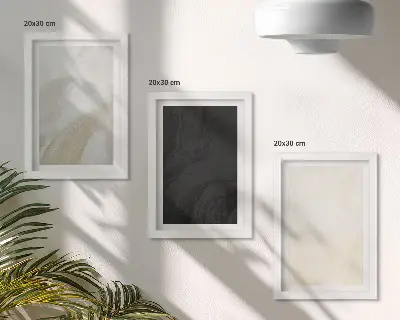 Conjunto de 3 quadros decorativos com estruturas em diferentes tons de minimalismo