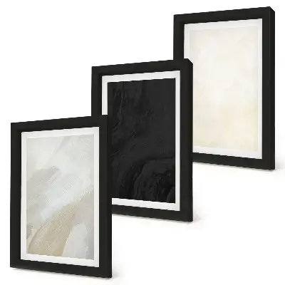 Conjunto de 3 quadros decorativos com estruturas em diferentes tons de minimalismo
