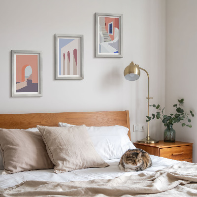 Conjunto de molduras com imagens Ilustrações de arquitetura urbana em estilo minimalista.