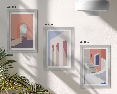 Conjunto de molduras com imagens Ilustrações de arquitetura urbana em estilo minimalista.