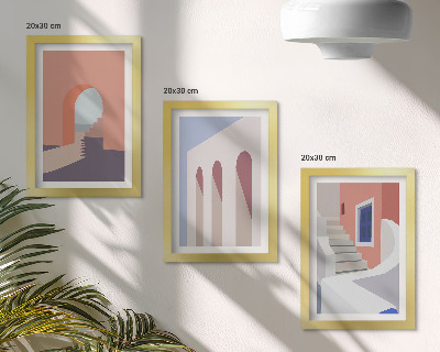 Conjunto de molduras com imagens Ilustrações de arquitetura urbana em estilo minimalista.