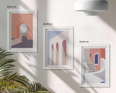 Conjunto de molduras com imagens Ilustrações de arquitetura urbana em estilo minimalista.