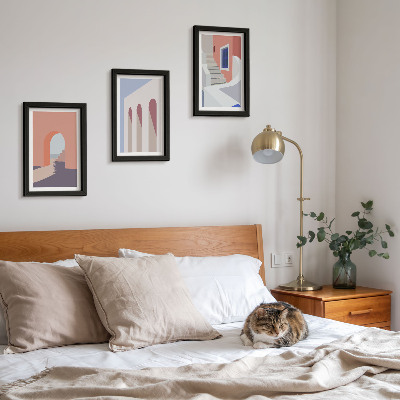 Conjunto de molduras com imagens Ilustrações de arquitetura urbana em estilo minimalista.