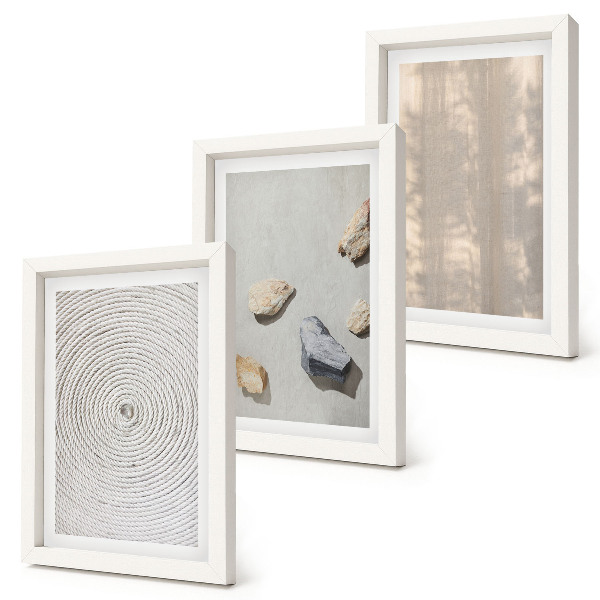 Conjunto de 3 quadros decorativos Texturas boho e estruturas naturais