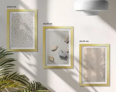 Conjunto de 3 quadros decorativos com texturas boho e estruturas naturais