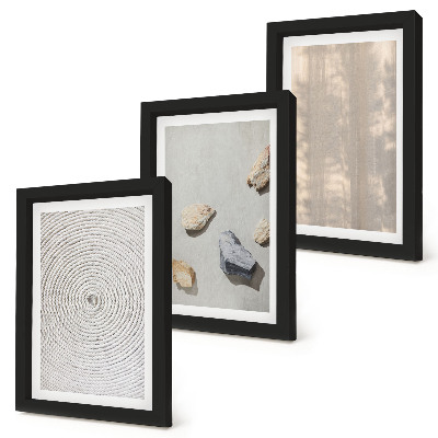 Conjunto de 3 quadros decorativos Texturas boho e estruturas naturais