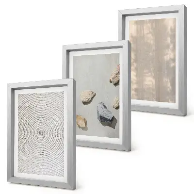 Conjunto de 3 quadros decorativos com texturas boho e estruturas naturais