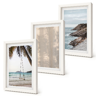 Conjunto de 3 quadros decorativos Areia de verão e vistas para o mar, paisagens de verão