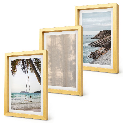 Conjunto de 3 quadros decorativos Areia de verão e vistas para o mar, paisagens de verão