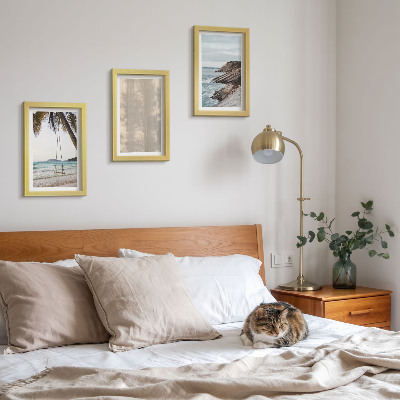 Conjunto de 3 quadros decorativos Areia de verão e vistas para o mar, paisagens de verão