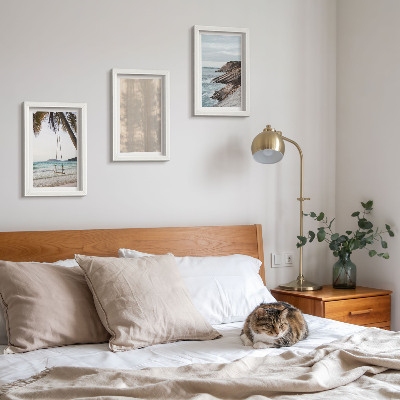 Conjunto de 3 quadros decorativos Areia de verão e vistas para o mar, paisagens de verão