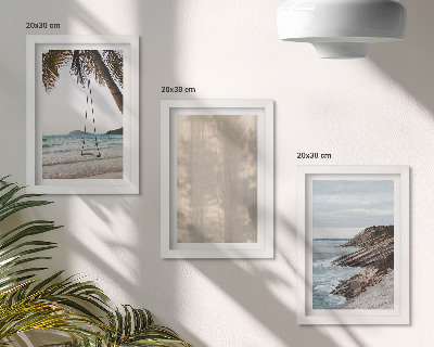 Conjunto de 3 quadros decorativos Areia de verão e vistas para o mar, paisagens de verão