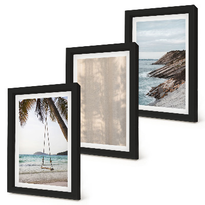 Conjunto de 3 quadros decorativos Areia de verão e vistas para o mar, paisagens de verão