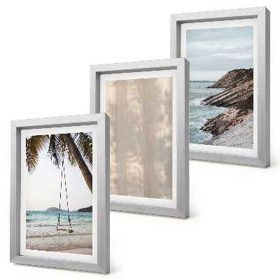 Conjunto de 3 quadros decorativos Areia de verão e vistas para o mar, paisagens de verão