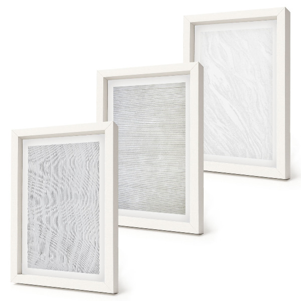Conjunto de 3 quadros decorativos Padrões de estruturas de cordas brilhantes na areia