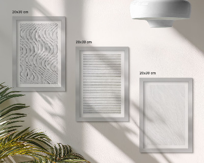 Conjunto de 3 quadros decorativos Padrões de estruturas de cordas brilhantes na areia