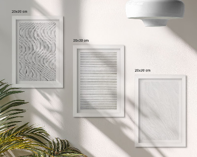 Conjunto de 3 quadros decorativos Padrões de estruturas de cordas brilhantes na areia
